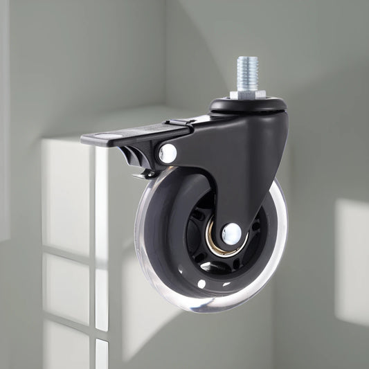 5PCS 3" Universal/Brake Mute PU Caster Wheels M8/M10/M12 for Furniture, Scooter, Cart - Electrophoresis Ice Wheel