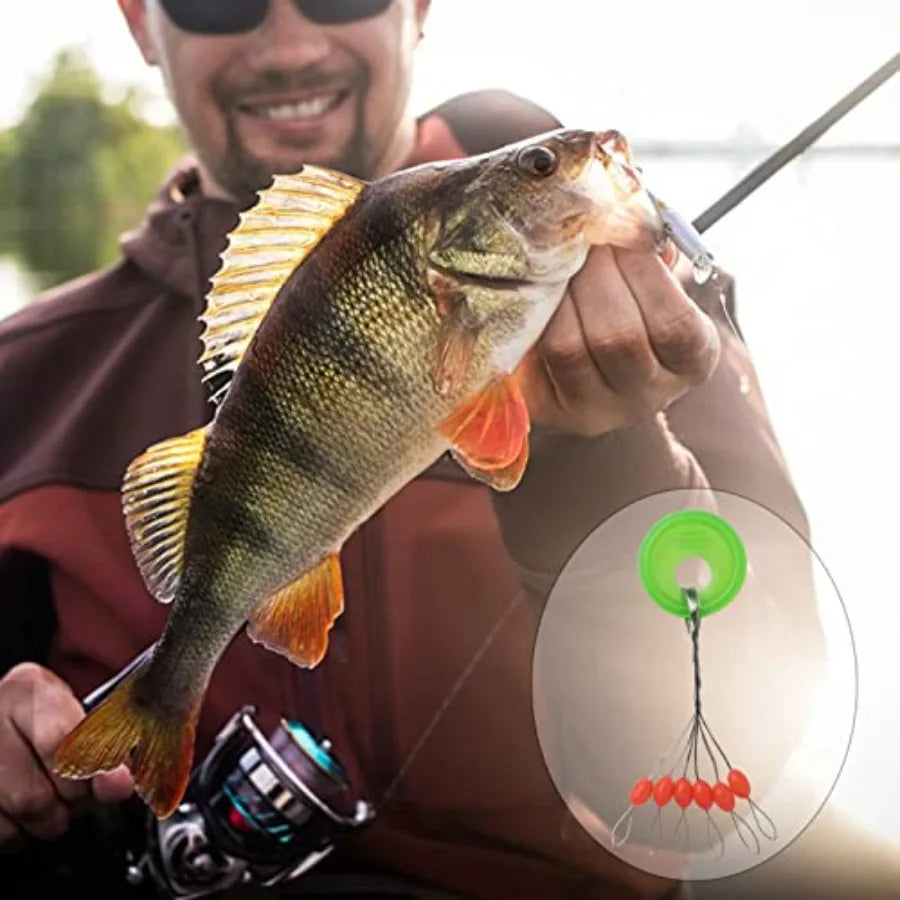 600/800 Pcs Fishing Rubber Bobber Beads Stopper 6/8 in 1 Black/White/Red Oval Column for Rigging Float Positioning Size S M L