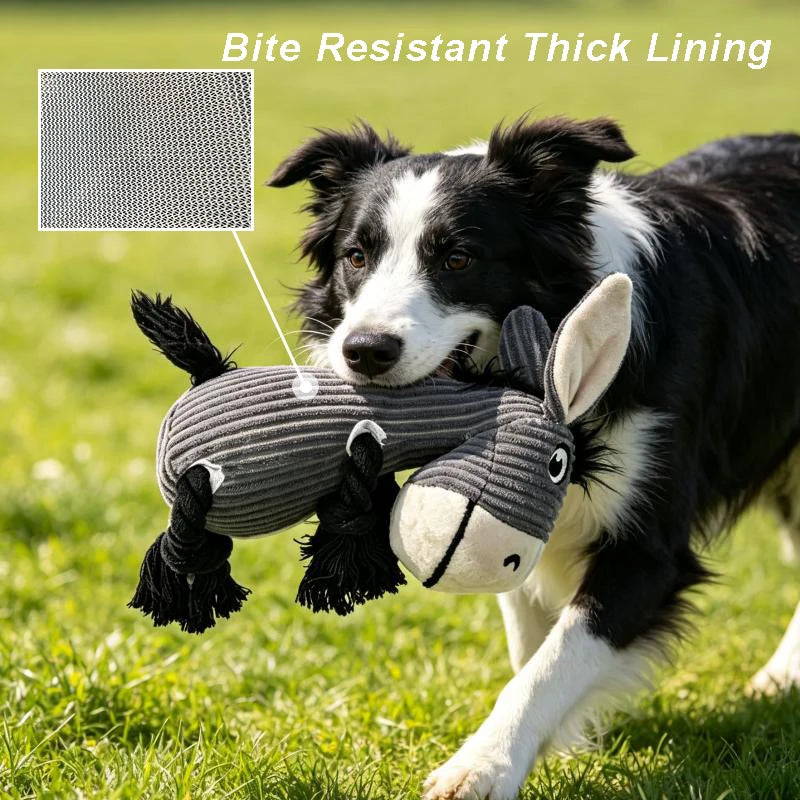 Dogs Cartoon Donkey Plush Toy Indestructible Safe Small Dog Animal Rope Toys With Squeaker Pet Tooth Chew Puppy Toys Resistant