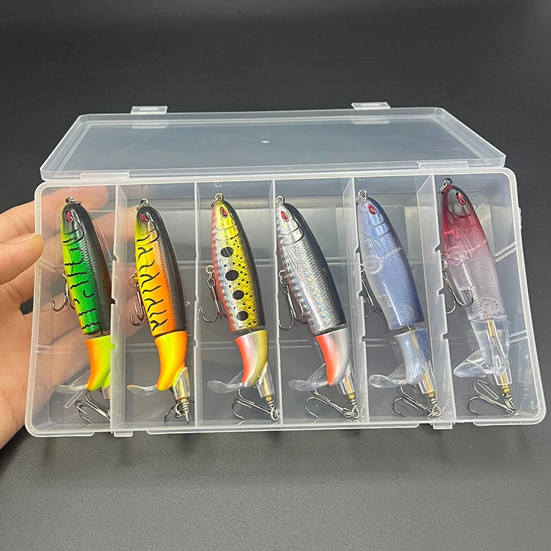 6PCS Fishing Lure 10CM/13G Propeller Water Surface Tractor Far Casting Hard Baits for Bass Black Fish Fishing Lure Tackle