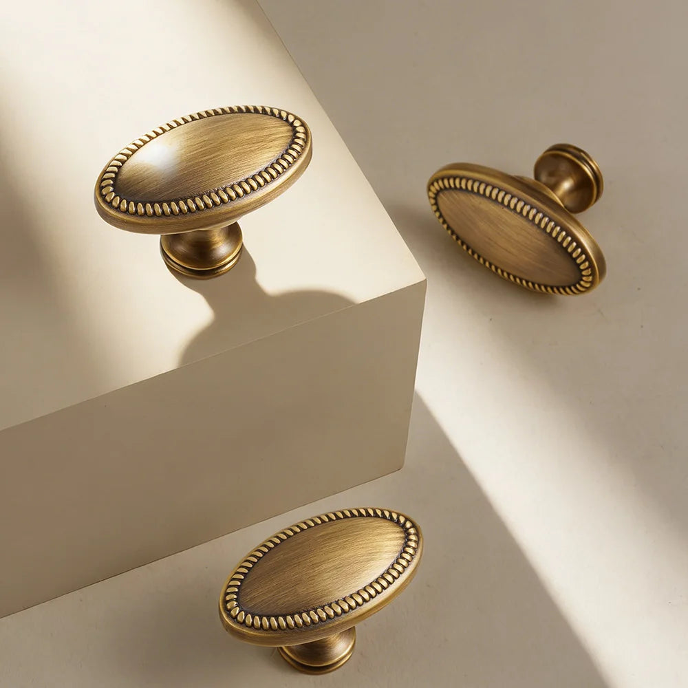 Dooroom Solid Brass Furniture Handles French Vintage Design High QualityAbinet Knobs Cabinet Drawers T-bar Handle Knob