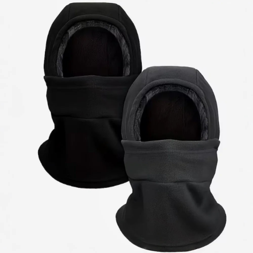 Large Upgraded Edition 2 Pieces, Autumn/Winter, Balaclava Hat, Windproof and Cold-Resistant Cap, Skull Cap Neck Cover Scarf, Outdoor Cycling, Hooded Scarf, Skiing and Cycling Hat, Unisex, Outdoor Sports Warm Head Cover, Fuzzy