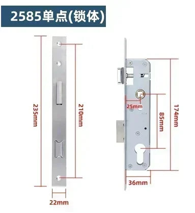 1 Set of Iron Bridge Cutoff Aluminum Flat Door Lock Modern and Simple Flat Open Double-sided Handle Lock Hardware Lock Bedroom