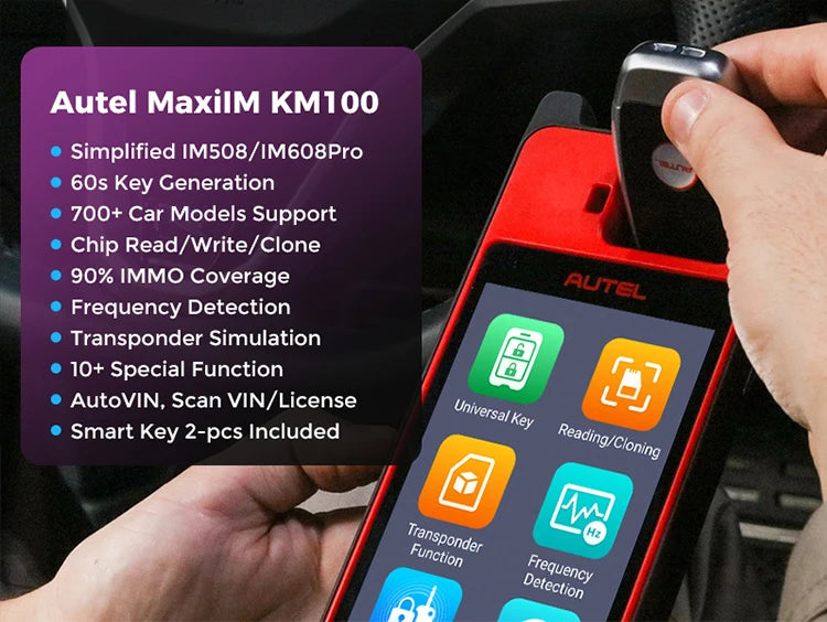 AUTEL KM100E Key Programmer KM100E 60S Universal Key Generator Immobilizer KM100 Key Programming Tool Lifetime Free Update