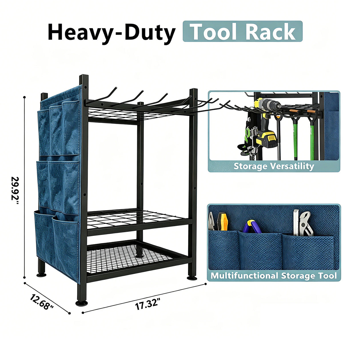 Garden Tool Organizer, YardTool Tower Rack For Garage Organization And Storage, Holds Long-Handled Tools/Rakes/Brooms, Heavy Duty SteelGarden Tool Stand For Shed