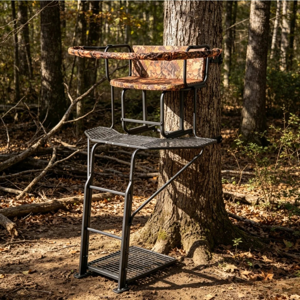 20' 2-Man Ladder Tree Stand with Hunting Blind Climbing Seat
