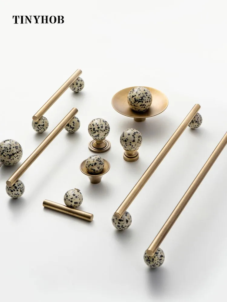 Tinyhob Nordic Art Handle / Natural Stone+ Bronze Handles and Knobs Drawer Pulls Kitchen Cabinet Knobs Furniture Hardware