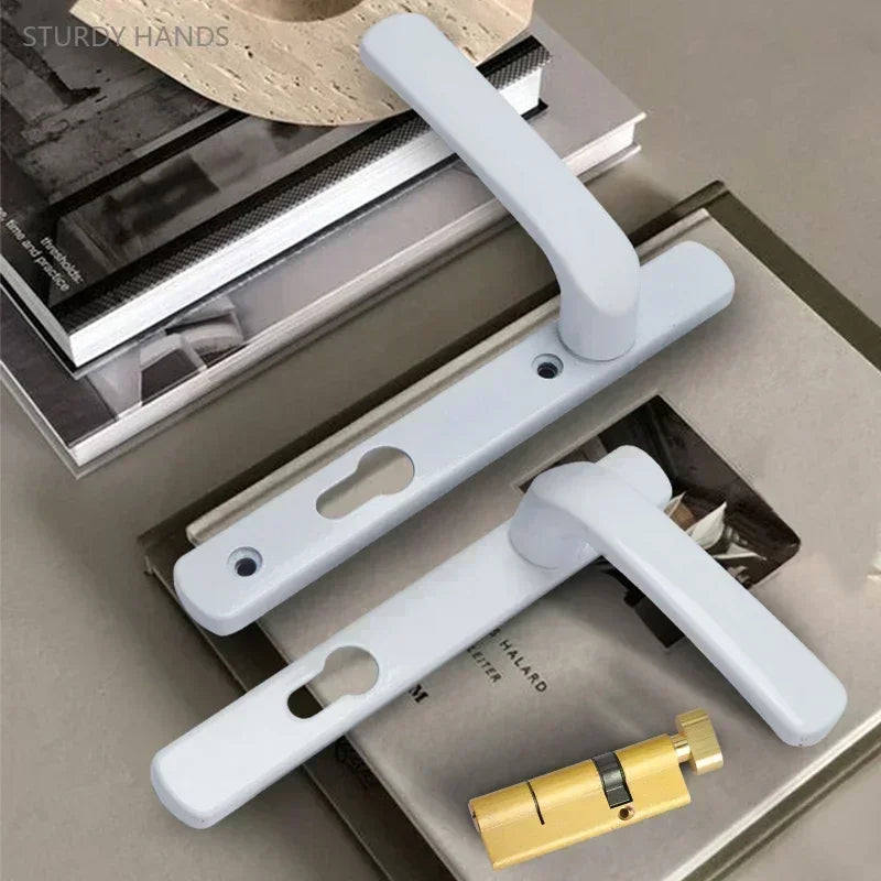 1 Set of Iron Bridge Cutoff Aluminum Flat Door Lock Modern and Simple Flat Open Double-sided Handle Lock Hardware Lock Bedroom