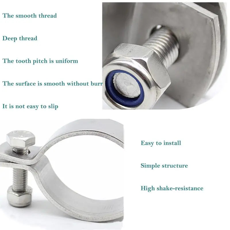 2pcs 304 Stainless Steel Thickened Flat Pipe Support Clamp Pipe Bracket Clamp Heavy Duty Rigid Split Ring Hanger 12-133mm 파이프클램프