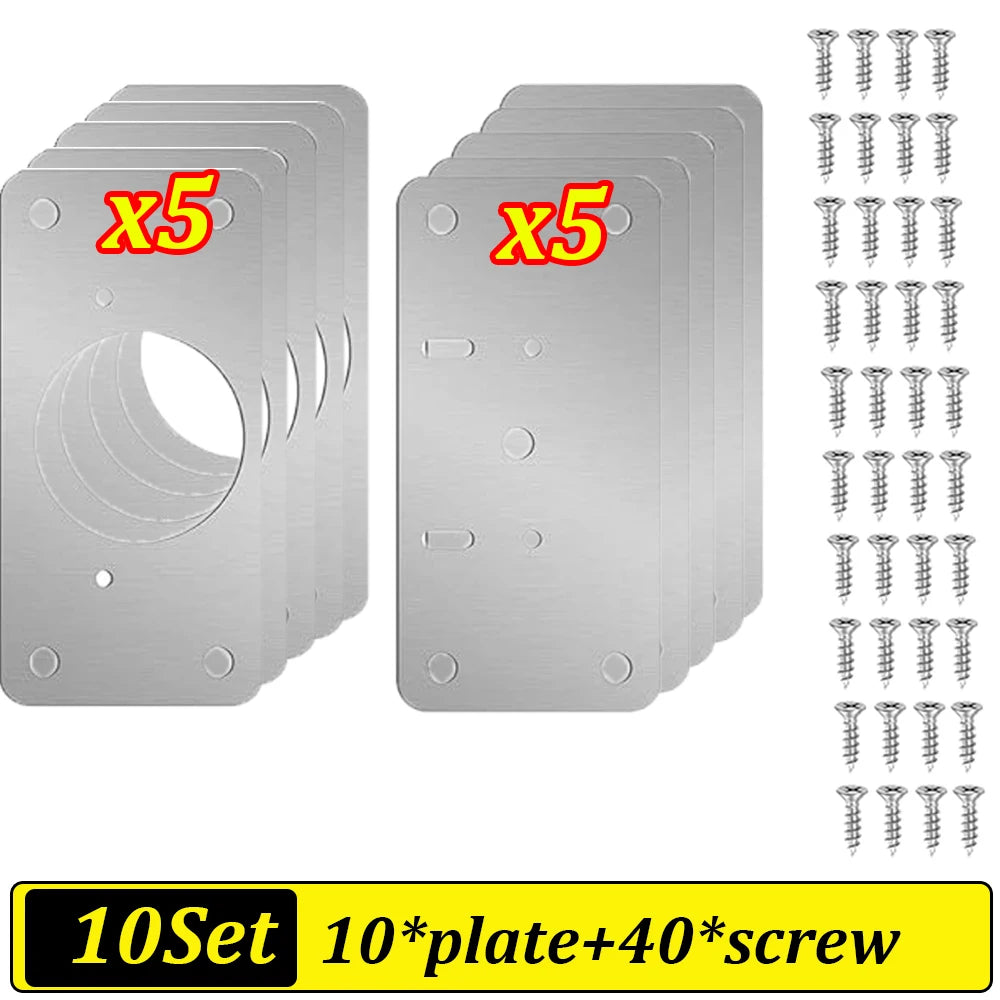 2-100Set Cabinet Hinge Repair Plate Kit Stainless Steel Door Hinge Mounting Plate Cabinet Door Hinges Repair Mount Tool