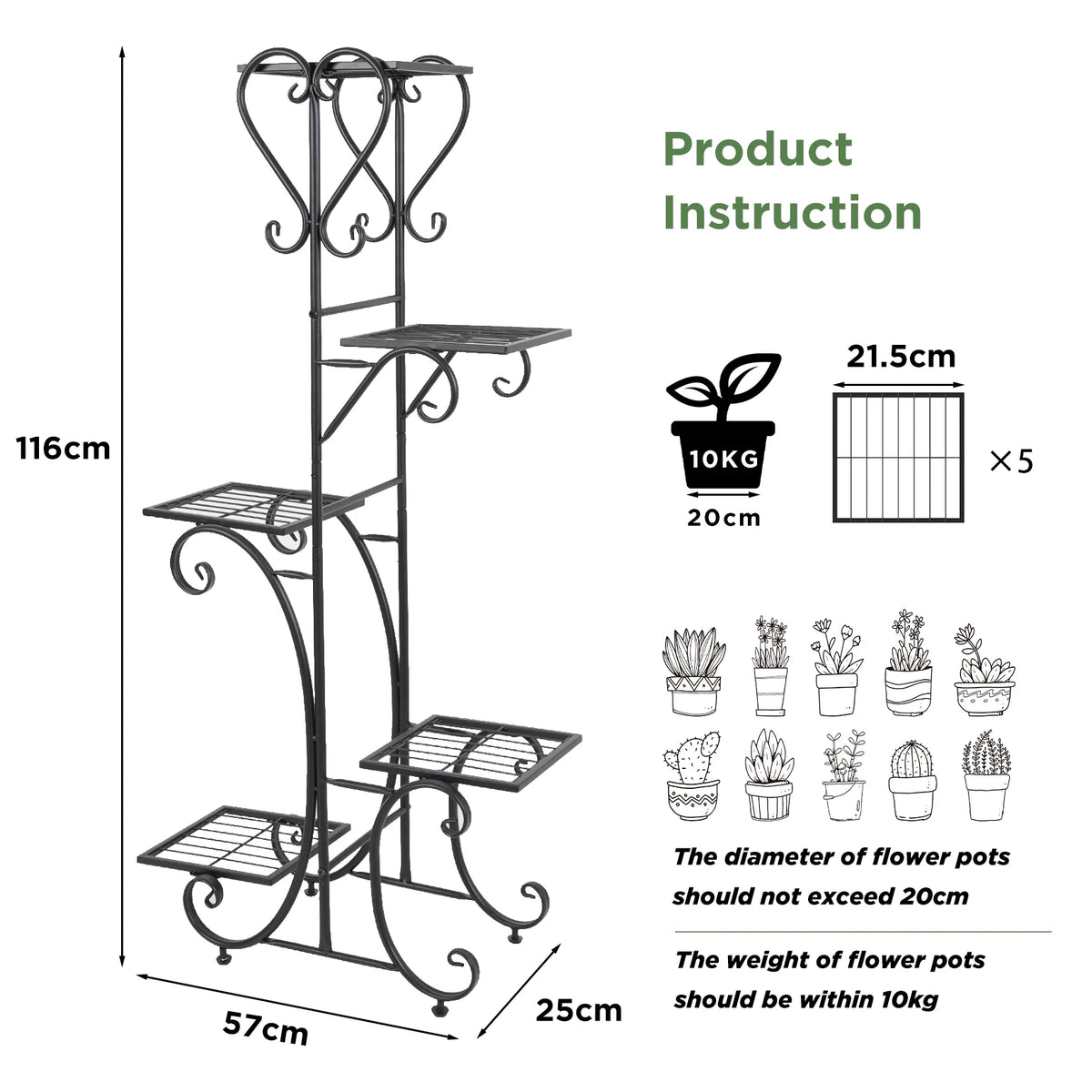 Various Styles Wood/Metal Plant Stand Flower Pots Display Holder Garden Shelf Shelving for Patio Balcony Living Room