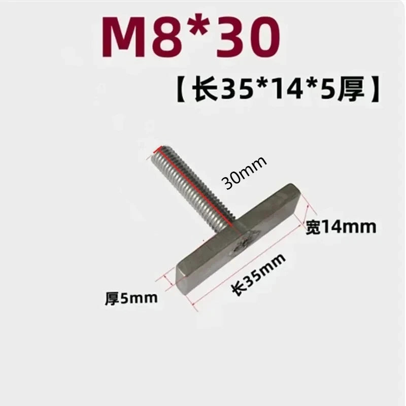 5Pcs Stainless Steel T-Slot Chute Rail Track T Shape Type Rectangle Hammer Head Bolt Screw M6 M8 Hardware Tools Supplies