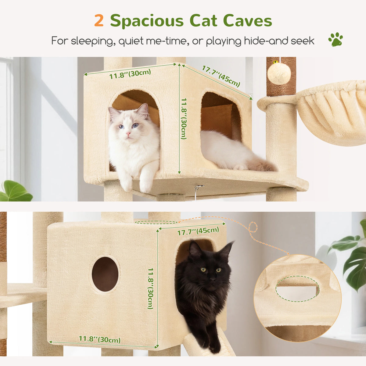 Globlazer 80" Large Cat Tree Tower for Indoor Cats, Multi-Level Cat Climbing Activity Center with 2 Condos, 2 Hammocks, 3 Perches, Sisal Scratching Posts for 2-3 Medium Large Cats