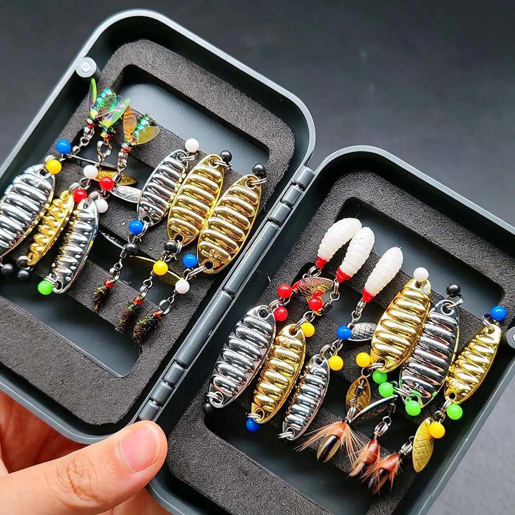 2 Boxes Bundle(Total 36Pcs Flies)Artificial Fly Fishing Flies Kit-Size #10-#16 -Dry Wet Fly Fishing Sequin Lures for Trout Salmon
