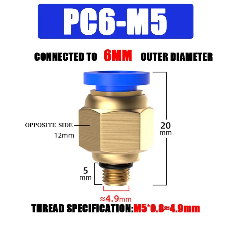10/50PCS PC Pneumatic Quick Connector 4-12mm Push In Fitting for 1/8" 1/4" 3/8" 1/2" BSPT Thread Air Hose & Tube,Industrial Use