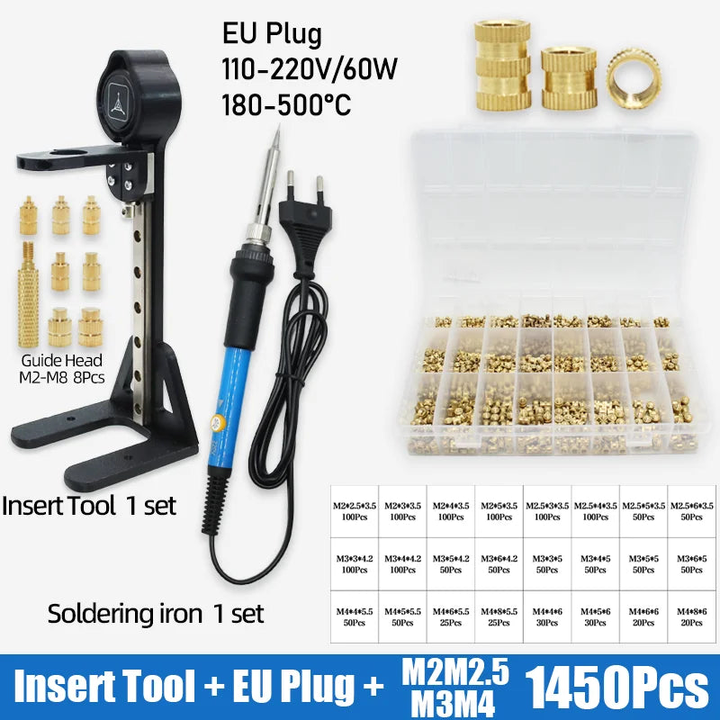Heat Set Insertion Tool M2 M3 M4 M5 M6 M8 Brass Thread Insert Nut Soldering Iron Tip Copper Embedded Kit for Plastic 3d Printing