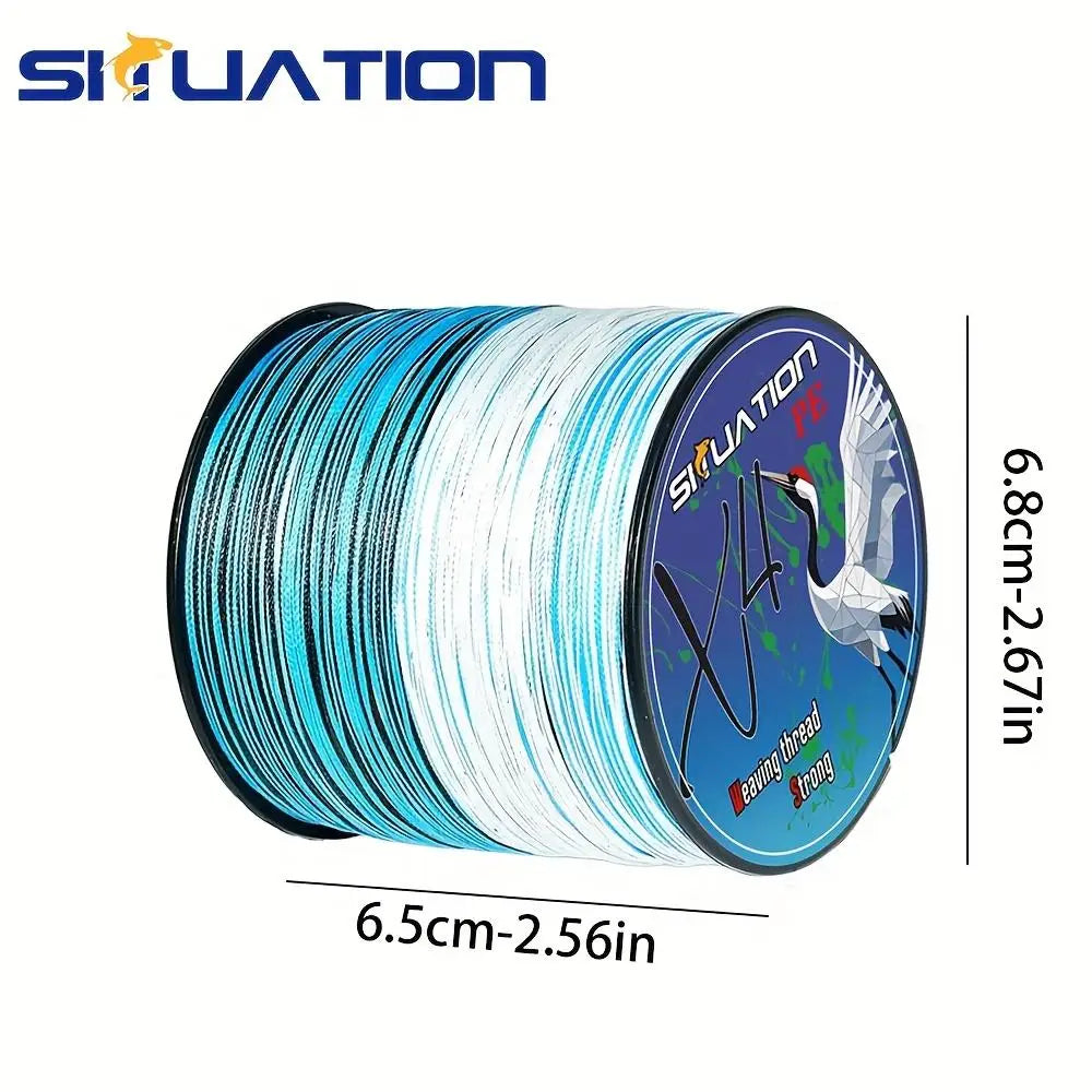 SIIUATIONA 500M-546yds 4X braided PE fishing line, featuring high-visibility color coding, exceptional tensile strength, and durability, ideal for lure fishing and both freshwater and saltwater fishing