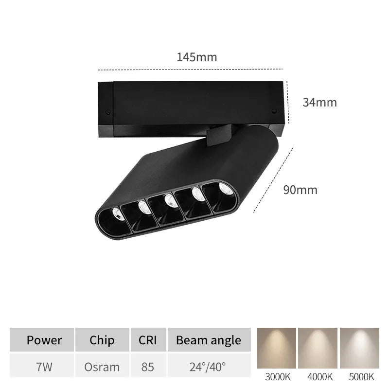 SCON Magnetic Track Lights 0-10V/Triac Dimmable System Embedded LED Rail Lightin Spotlight Floodlight Grille Ceiling Lamp DC24V