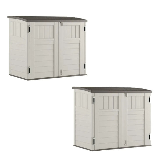 2 Pack 34 Cu Ft Capacity Horizontal Outdoor Storage Shed for Garbage Cans, Garden Accessories, Backyard, and Patio Use,, Custom