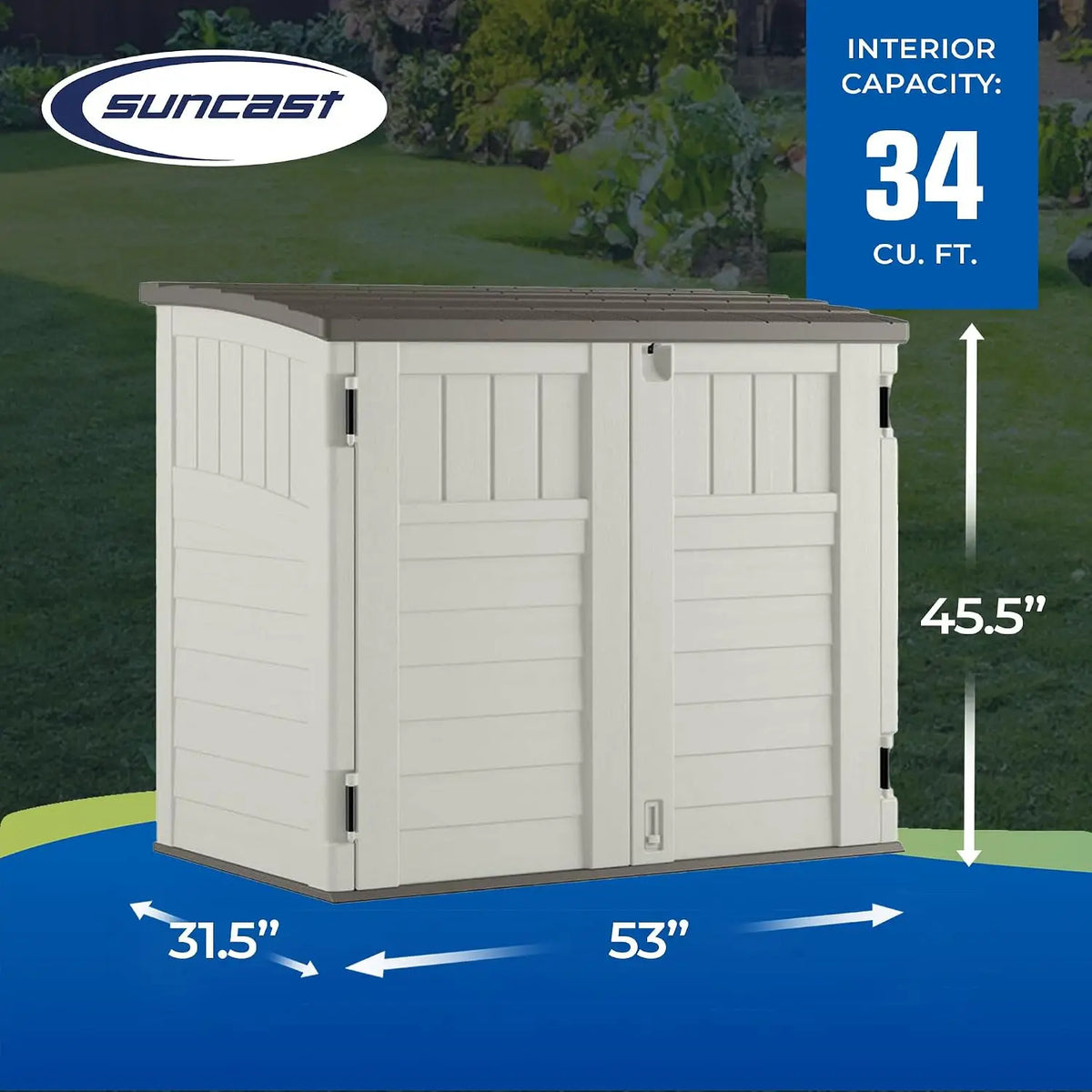 2 Pack 34 Cu Ft Capacity Horizontal Outdoor Storage Shed for Garbage Cans, Garden Accessories, Backyard, and Patio Use,, Custom
