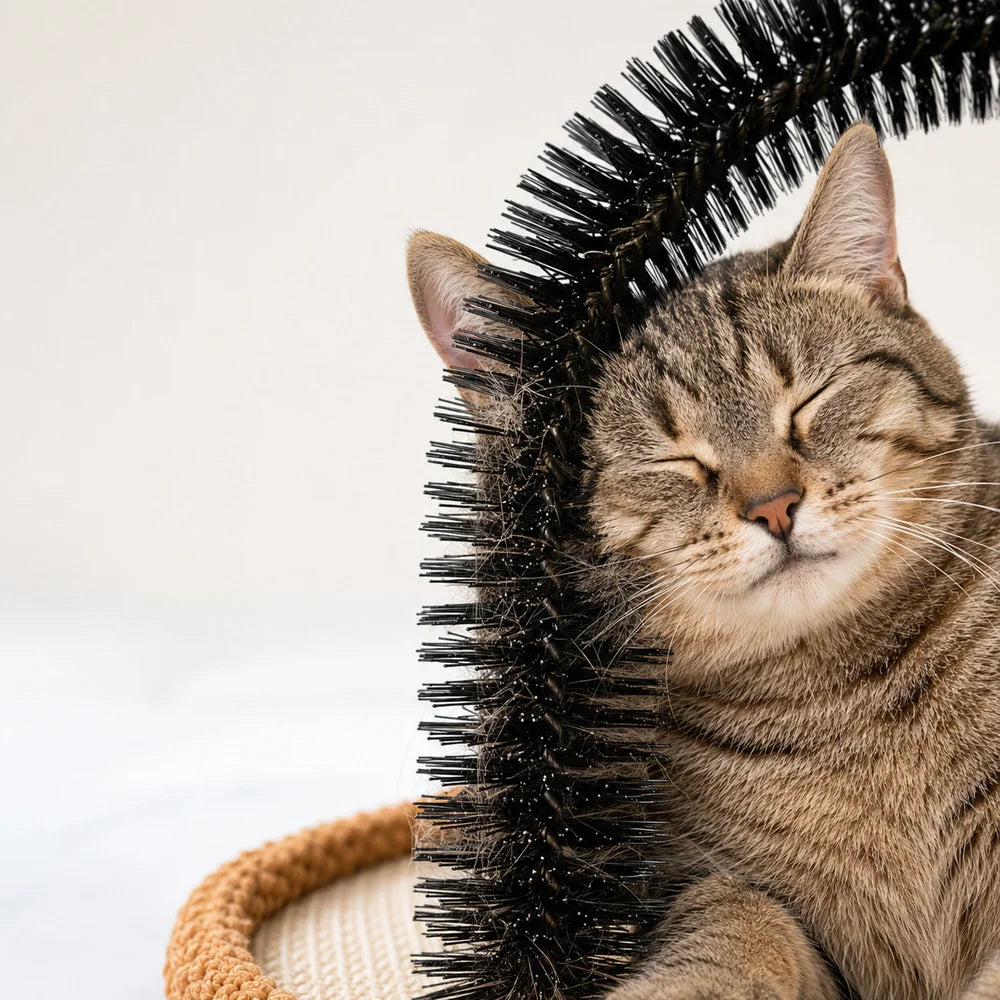 Zoe Cat Self Groomer Arch With Reversible Sisal Scratching Base Hanging Ball Grooming Brush And Plush Cat Pillow Indoor Cat Rubbing Scratching Grooming Play And Rest Station