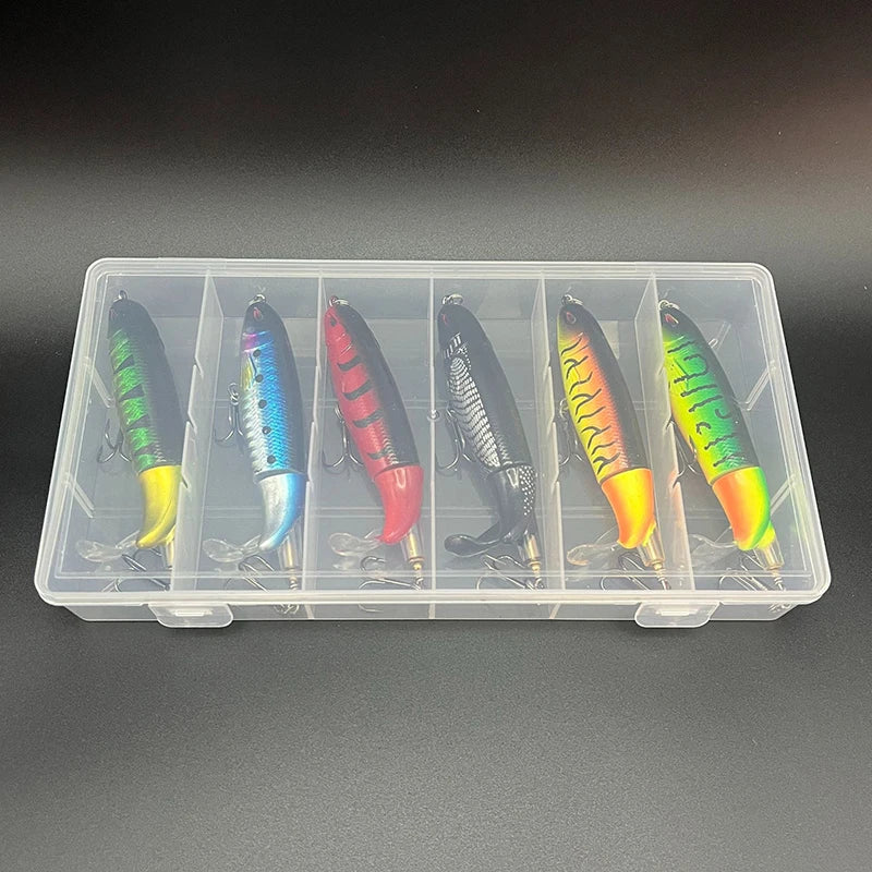 6PCS Fishing Lure 10CM/13G Propeller Water Surface Tractor Far Casting Hard Baits for Bass Black Fish Fishing Lure Tackle