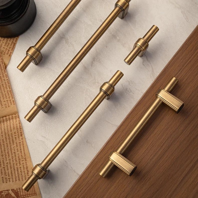 Santaya Solid Brass Cabinet Handle and Knob Drawer Knobs T Bar Bedroom Kitchen Handle Hardware / Drawer Pulls Antique Bronze