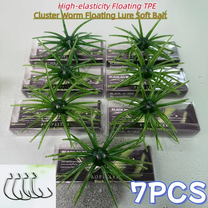 7Pcs 11cm/8.7g Sea Urchin Fishing Lures TPE Soft Bait Silicone Baits For Bream Sea Bass Mandarin Fishing Tilapia Trout