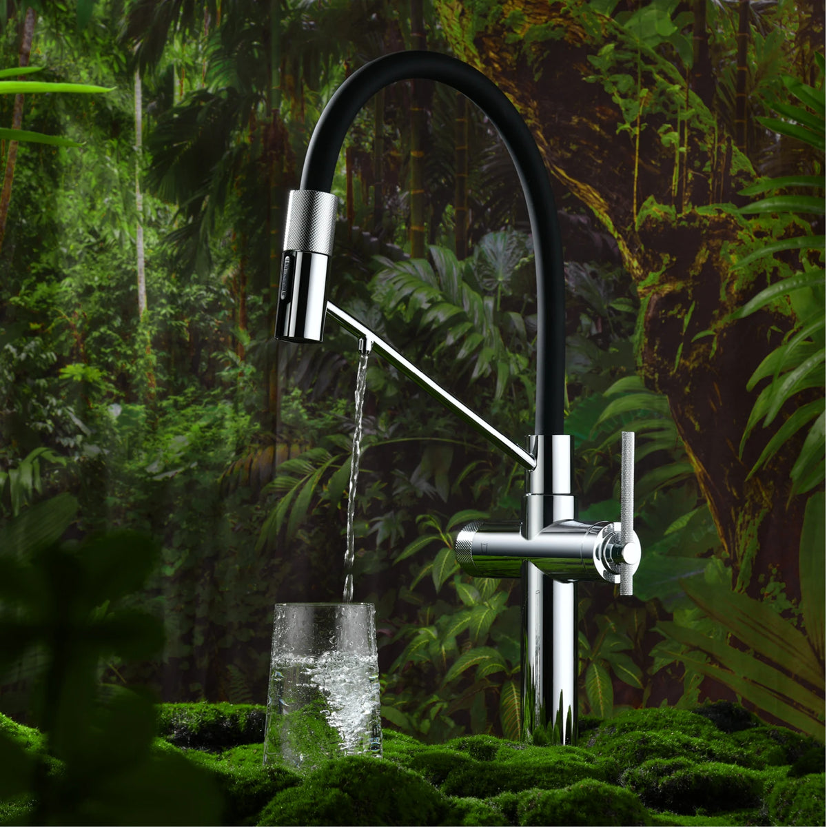 AITANA Brushed Rose Gold Pull-Out Kitchen Faucet with Luxury Drinking Water Mode 3 Function Hot & Cold Water Single Hole Sink Ta
