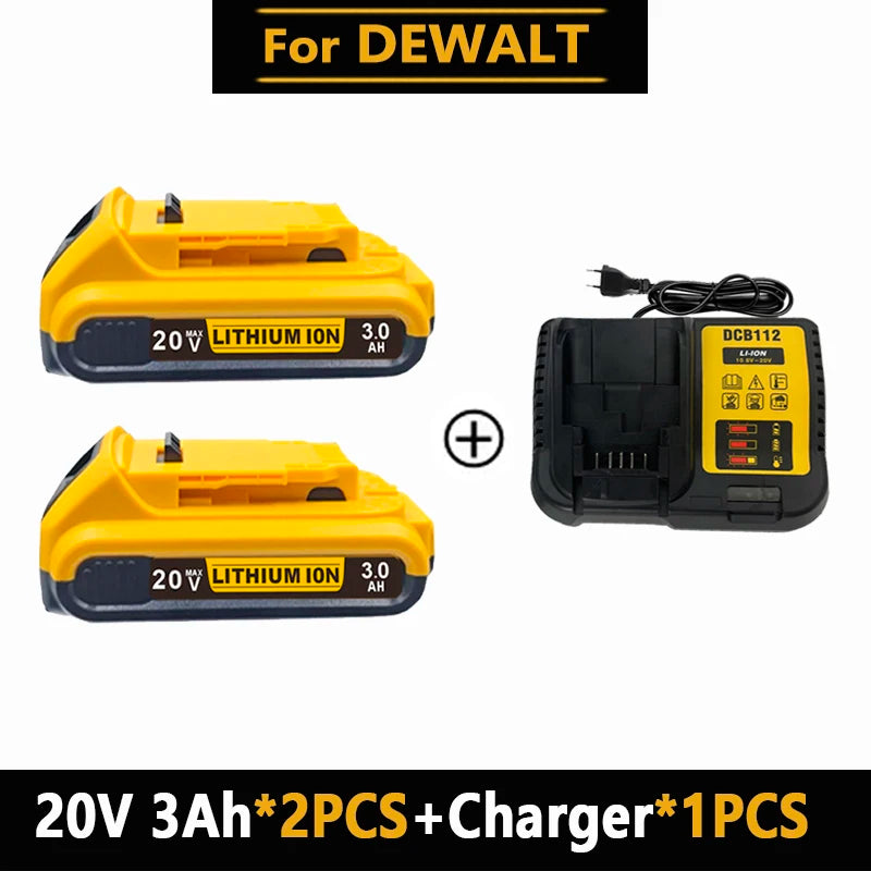 6Ah 8Ah 12Ah For DeWalt 20V MAX Rechargeable Lithium Battery Fit DCB Series Cordless Drill Wrench Power Tool Battery