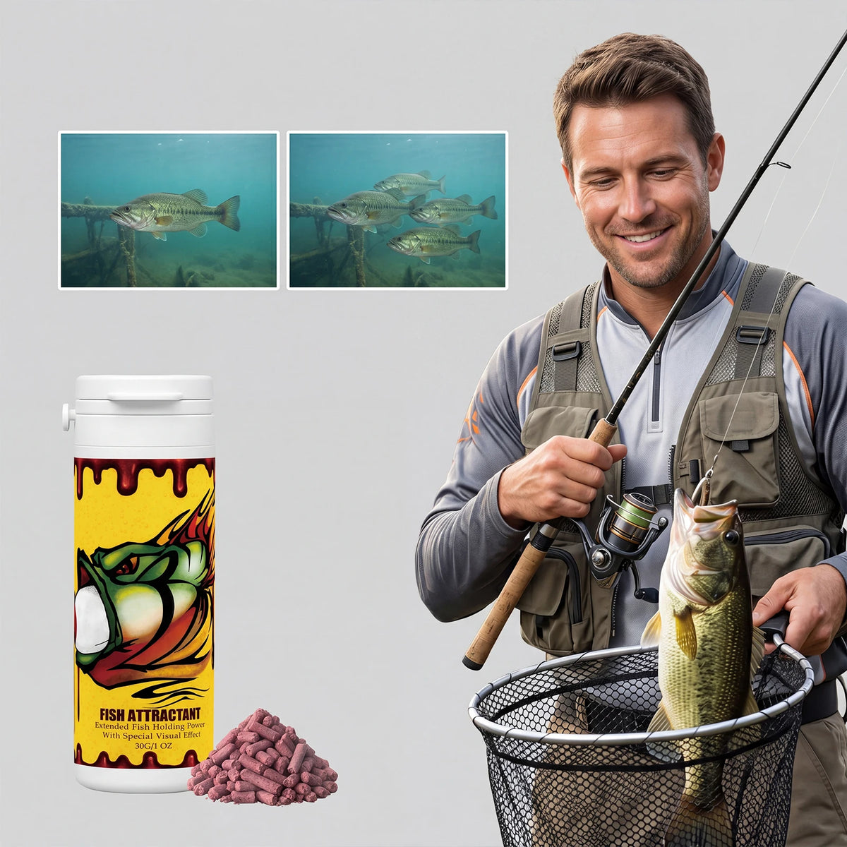 Fish Bait Attractant, Freshwater Wild Fishing Lure, Strong Fish Luring Scent, Convenient Bait Additive For Reservoir River Stream Fishing