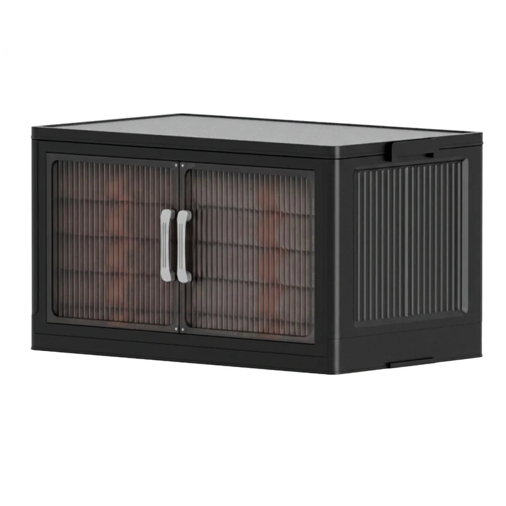 5‑Tier Foldable Plastic Storage Cabinet with Rolling Wheels, Stackable Closet Organizer with Flap Doors, Multifunctional Dust‑Proof Storage Shelf for Bedroom Living‑Room Kitchen