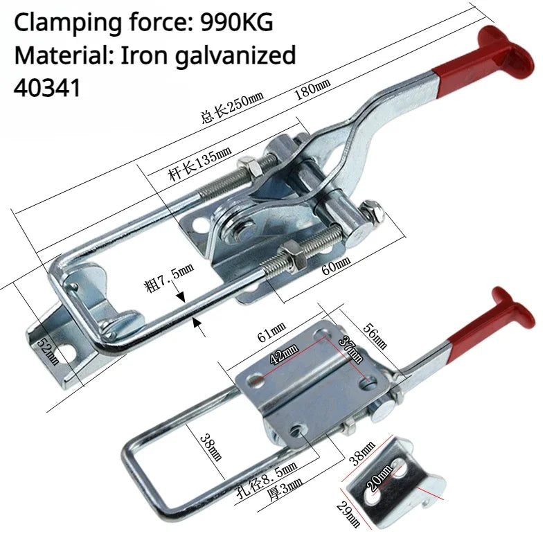 304 Stainless Steel / Iron galvanized Quick Fixture Adjustable Buckle Lock Clamp Box Buckle Horizontal Fixture Door Bolt Clamp