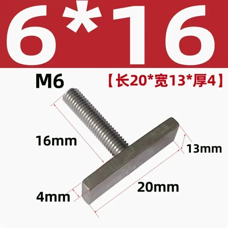 5Pcs Stainless Steel T-Slot Chute Rail Track T Shape Type Rectangle Hammer Head Bolt Screw M6 M8 Hardware Tools Supplies
