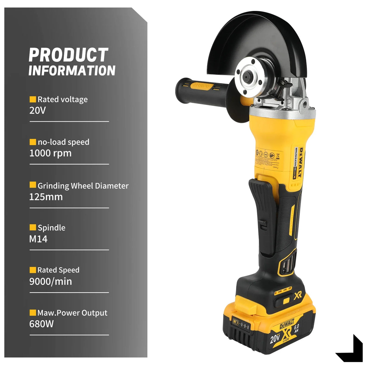 Dewalt 125MM Cordless Brushless Angle Grinder DCG406 9000RPM Cutting Machine Polishing Machine Tool For 20V Lithium Batteries