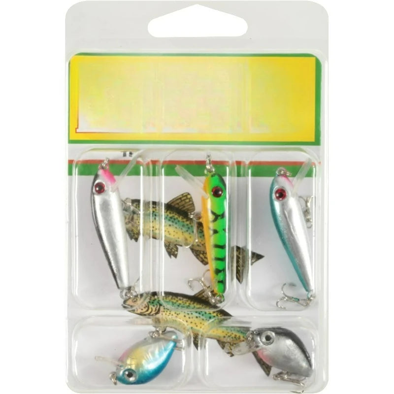 Trout Hard Bait Kit, 5 Pack, Assorted Colors