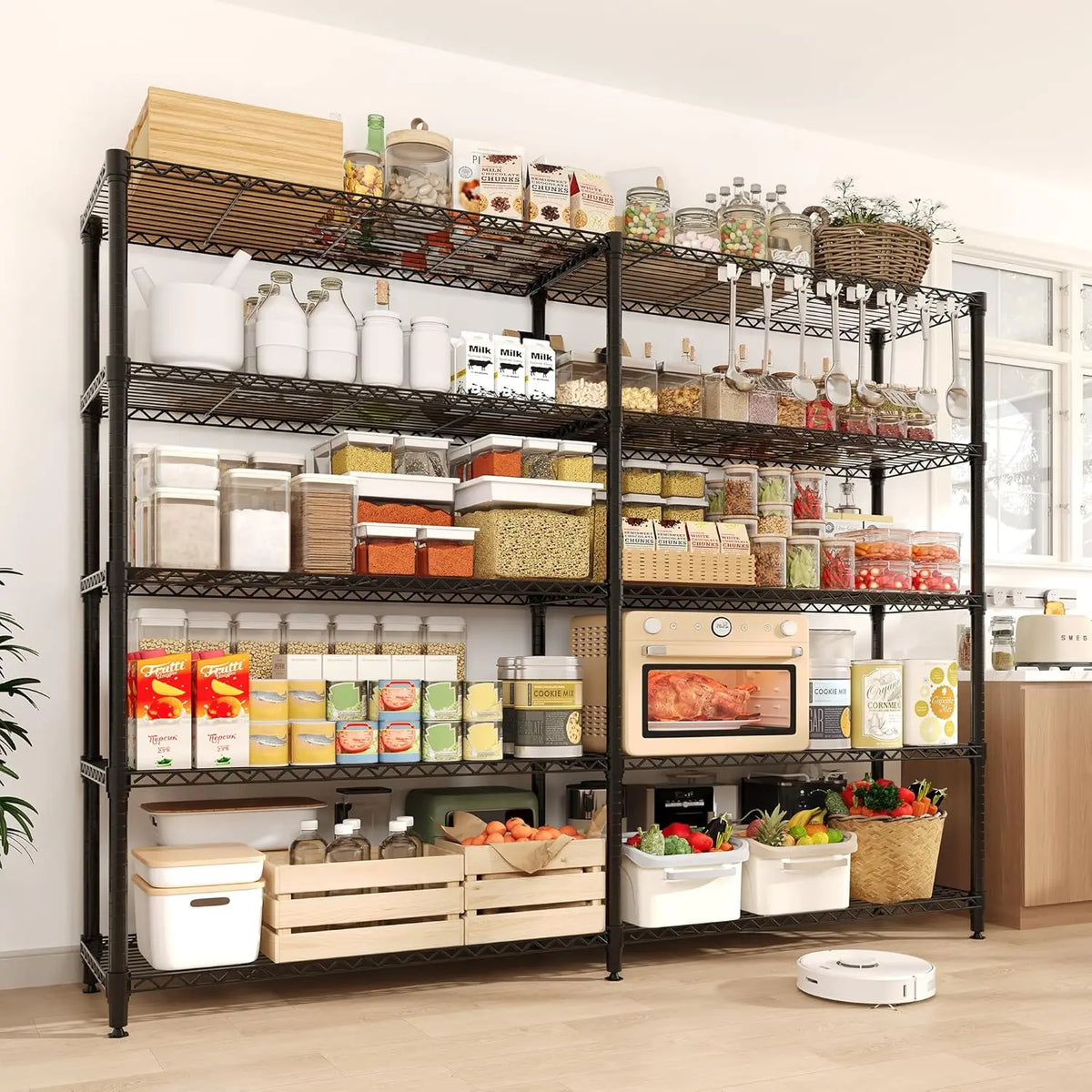 Storage Shelves 5-Tier 1325LBS Load Metal Garage Shelving Adjustable Heavy Duty Shelving Unit for Home Kitchen Office Garage 70.8" Wx15.8 Dx70.5 H