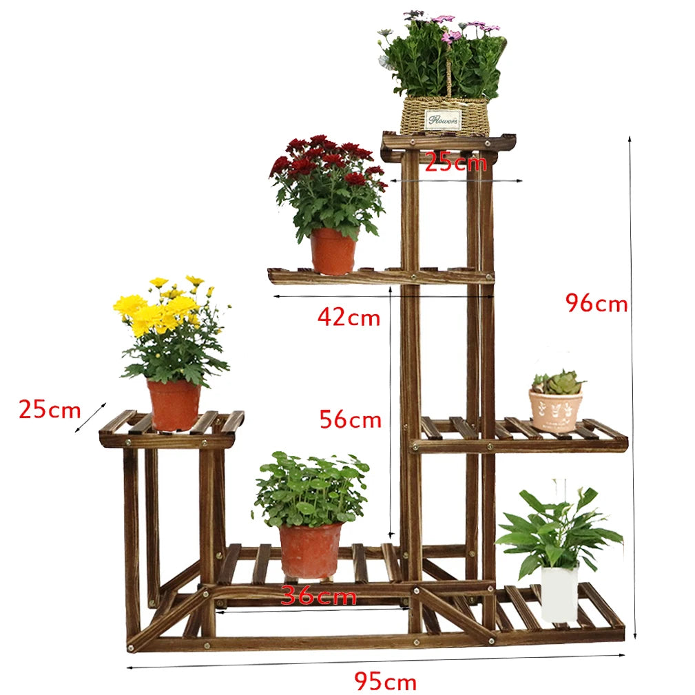 Various Styles Wood/Metal Plant Stand Flower Pots Display Holder Garden Shelf Shelving for Patio Balcony Living Room