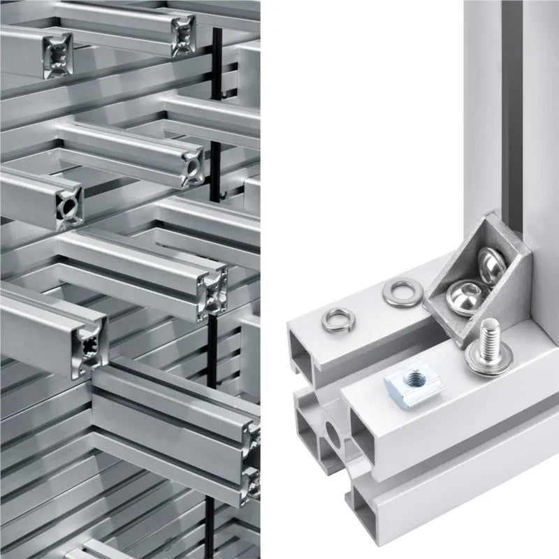 100PCS 2020 Aluminum Profile Connector Set: 20pcs Corner Bracket + 40pcs 20 Series M5 T-slot Nuts + 40pcs M5x8mm Hex Socket Cap