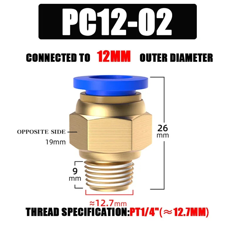 10/50PCS PC Pneumatic Quick Connector 4-12mm Push In Fitting for 1/8" 1/4" 3/8" 1/2" BSPT Thread Air Hose & Tube,Industrial Use