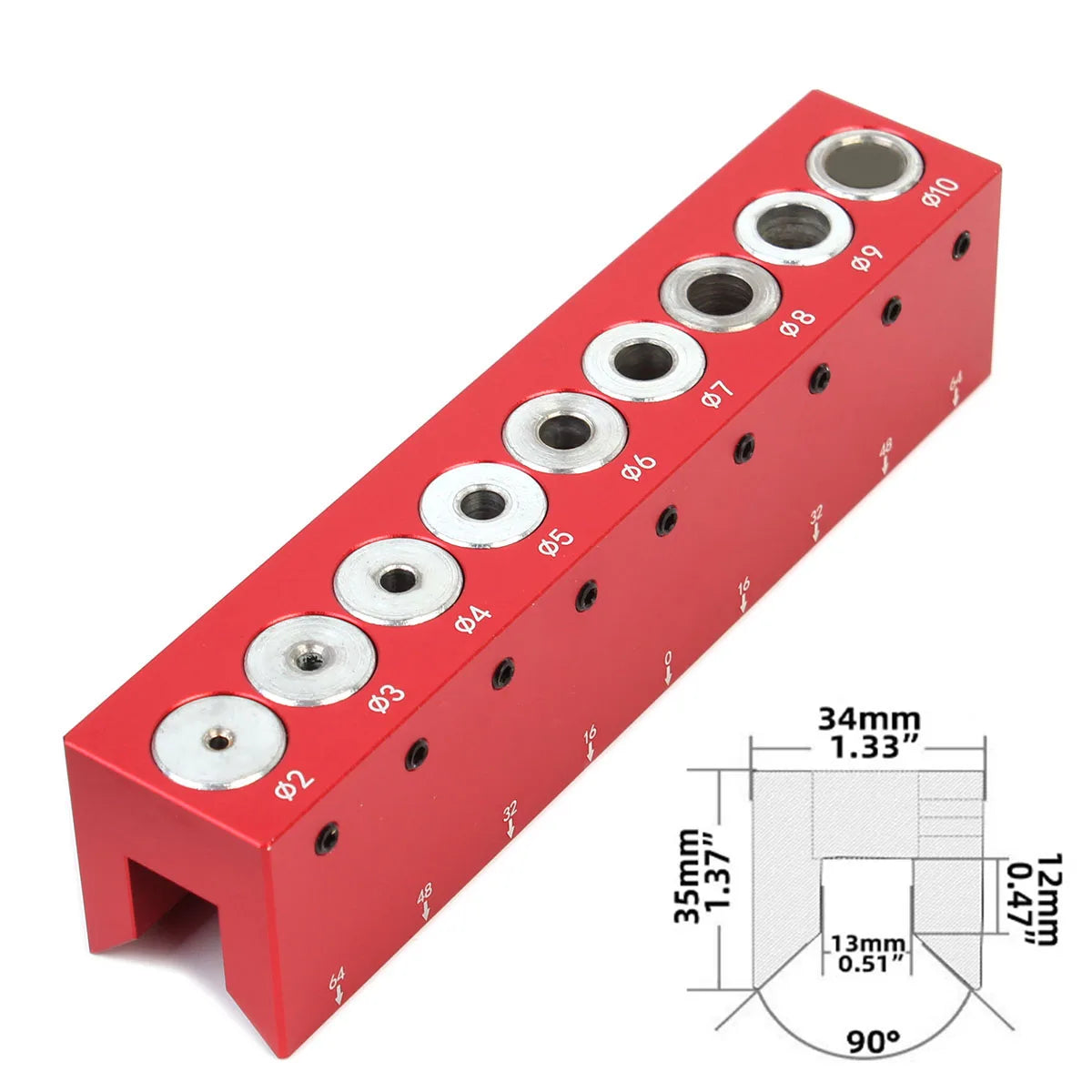 Woodworking 2/3/4/5/6/7/8/9/10mm Vertical Pocket Hole Doweling Jig Log Tenon Self-Centering Drilling Guide Punching Hole Locator