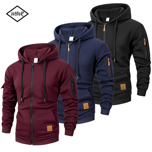 2025 New Autumn Men Sweatshirts Long Sleeve Jacket Hoodie Zipper Closure Jacket Male Hoodies Sweatshirt Slim Fit Male Clothing