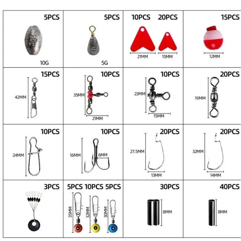 1Set Sphere Floats Fishing Tackle Kit Crank Hooks Carp Fishing Fishing Parts Kit with Box Lures Lure Bait Set Fishing Accessories