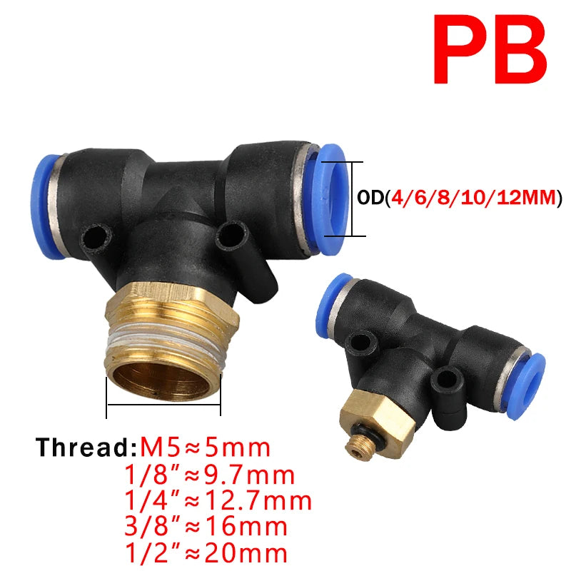 20/50PCS Pneumatic Air Connector Fitting PC/PCF/PL/PB/SL 4mm 6mm 8mm Thread 1/8 1/4 3/8 1/2 Hose Fittings Pipe Quick Connectors