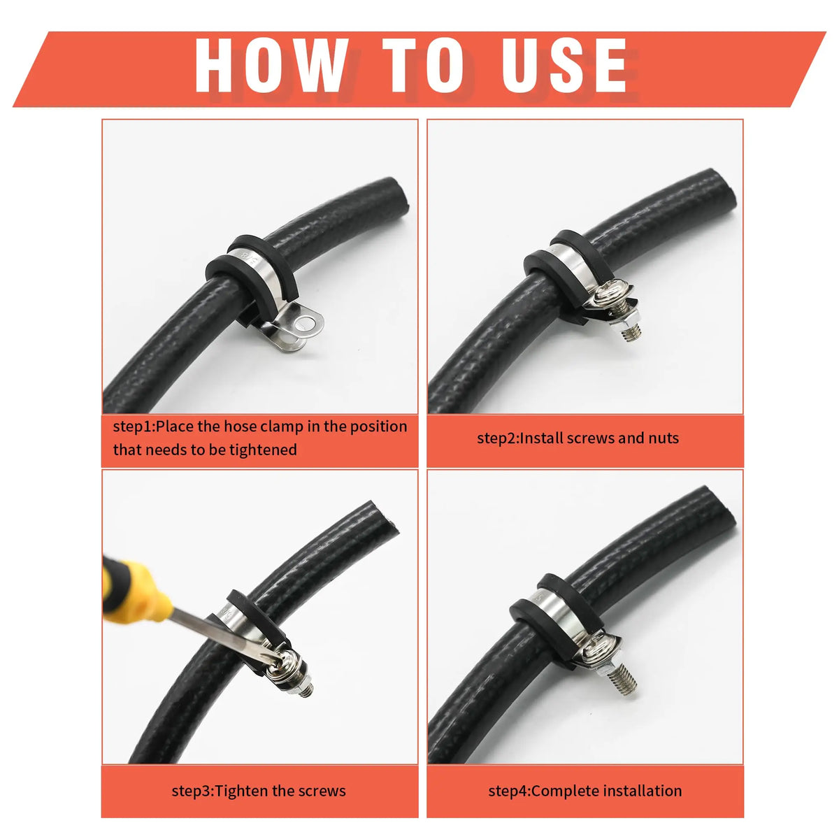 24PCS Stainless Steel Rubber Lined P Clips R-type Cable Mounting Pipe Clamp Hose Clamp Fixed Pipe Bracket Clamp 6-45mm 1/2" 3/4"