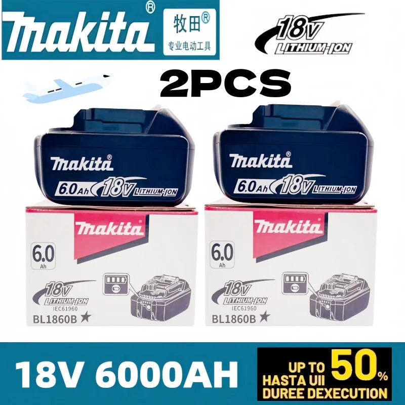 Genuine Makita 18V LXT 6.0Ah Li-ion Rechargeable Battery, Replacement for BL1840 BL1850 BL1860 Power Tool Battery